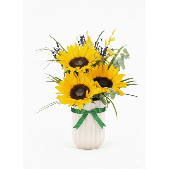 3'li Ayçiçeği porselen saksıda