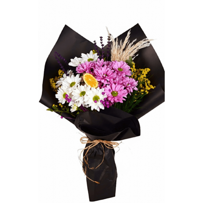 beyaz&pembe papatya buketi